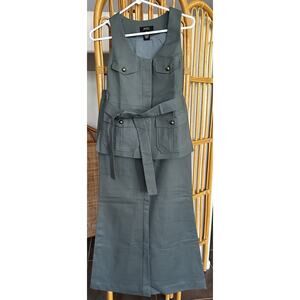Body By Victoria 2 Piece Suit Vest Pants Safari Green Business